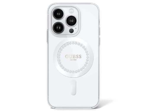 CG Mobile Guess GUHMP16SPFTDTEH Coque pour iPhone 16 6,1" Blanc Rigide Strass IML