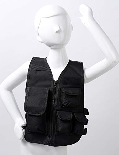 iiniim Kids Children Adjustable Combat Training Vest Outdoor Security Guard Waistcoat for CS Field Multi Pockets3