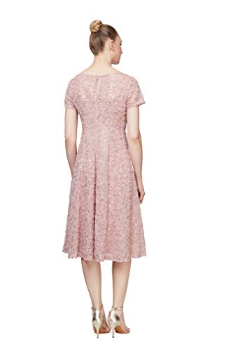 Image of S.L. Fashions Womens Stretch V-Neck Tea Length Dress