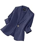 Mina Self Navy Blue Blazer Jacket for Women 2026 Spring Summer 3/4 Sleeve Lightweight Womens Casual...