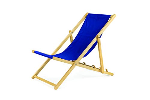 bas Tumbona Plegable de Madera Azul