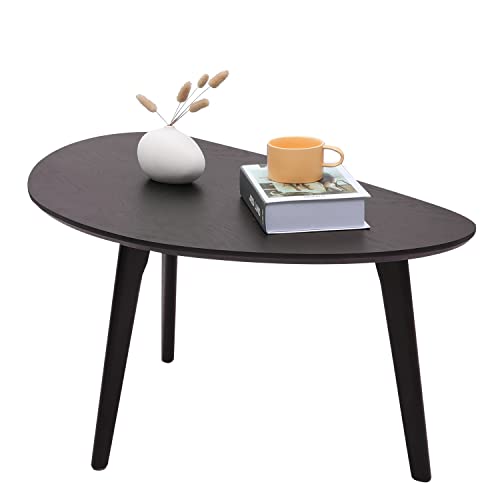 Firminana Small Oval Coffee Table For Living Room,Mango Tabletop，Mid Century Modern Coffee Table, Black Walnut,18.9" D X 33.47" W X 15.75" H #TOP6