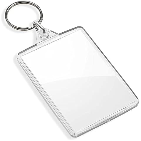 DSL Daily Supply Ltd. 100 Sets 50x35mm Insert Clear Blank Acrylic Plastic Photo Keyrings Personalise UK Cover