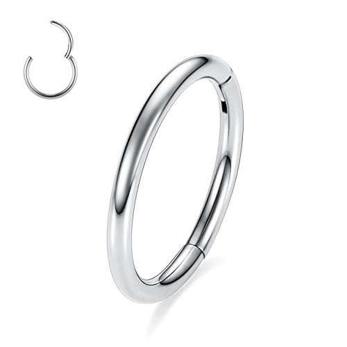 PEAKLINK18G 16G 316L Surgical Steel Hinged Nose Rings Hoop Seamless Piercing Rings for Nose Conch Septum Cartilage Helix Tragus Rook Daith Lobe Piercing Jewelry