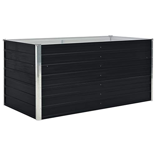 Festnjght Arriate Alto de jardín,Jardinera Rectangular,Huerto Urbano Exterior, Acero Galvanizado, Marco para Huerto,Cuadro para Cultivo, Verduras Frutas Flores, 160 x 80 x 45 cm Gris Antracita Cover