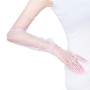 ZOOMY Vrouwen Tulle elleboog lange bruiloft handschoenen effen kleur pure vintage opera wanten