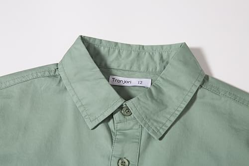 Image of Tronjori Boys Short Sleeve Button Down Casual Woven Shirt Two Pockets