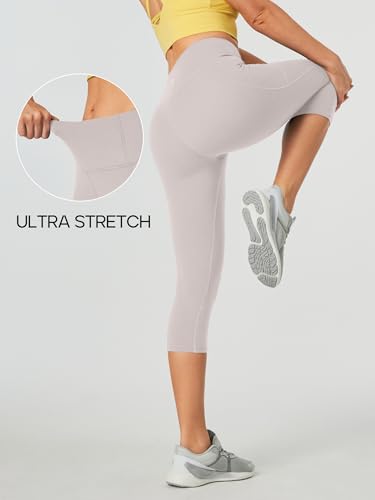 Image of Heathyoga Capri Leggings for Women High Waisted Capri Leggings with Pockets for Women Tummy Control Yoga Pants Women