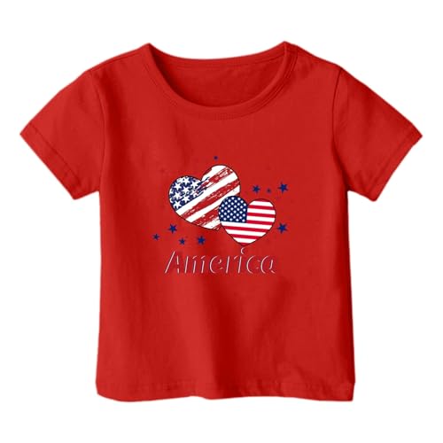 4th of July Shirts for Girls American Flag Graphic Tees Short Sleeve Patriotic T-Shirt Summer Casual Loose Basic Tops2