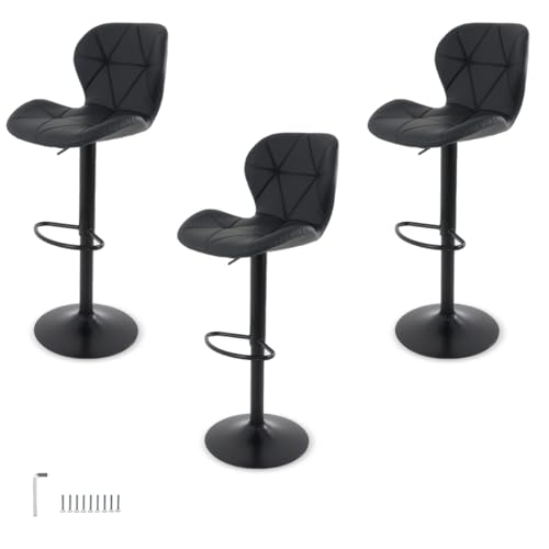 El Mejor Listado de Sillas para Barra - los preferidos. 41 Sillas de Bar y Barra de Cocina de Acabado Moderno con Respaldo y Reposapies de Altura Ajustable - Bancos Giratorios para Bar con Asiento Acolchado Diseño Elegante Set 3 Piezas...