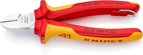 KNIPEX Alicate de corte diagonal en blister cromado Aislado con fundas multicomponente, homologado por VDE; con anilla de fijación, 70 06 160 T BK