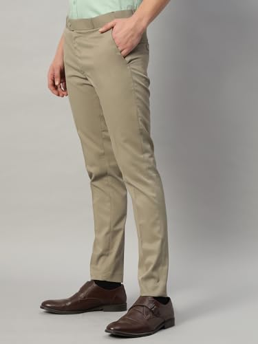 Image of Vogaan Formal Pant with Expandable Waist for Men | Men's Cotton Regular Fit Flat Front Pant for Party and Casual Wear