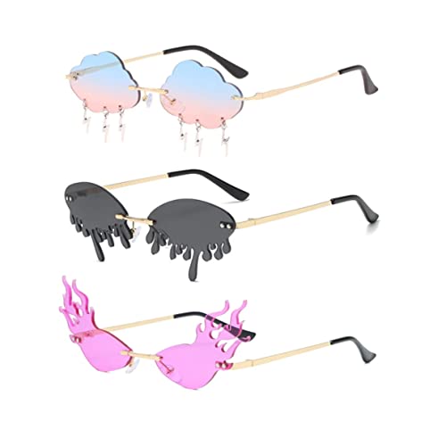 NN/A Sipiris Gafas de Sol de Llama ,3PCS Gafas de Sol Borla Gafas de Sol Mujer Gafas de Sol de Sin Montura Gafas de Sol Estrechas Gafas de Sol Retro para Cumpleaños Graduaciones Bodas y Fiestas Cover