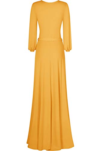 Image of Women's 3 /4 Sleeve Deep V-Neck Maxi Faux Wrap Solid Plus Size Dress