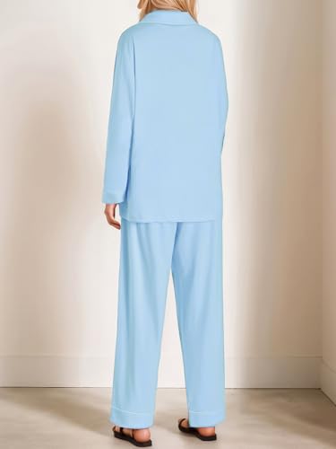 Image of Latuza Women's Petite Size Button Down Pajamas Set Long Sleeve