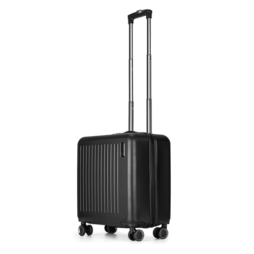 Image of Dusky Hard Top Trolley Bag 45cm with 15.4 inch Padded Laptop Compartment, 3 Dial Lock, Spinner Wheels, Cabin Size Lightweight Overnighter Travel Luggage Suitcase (Black)