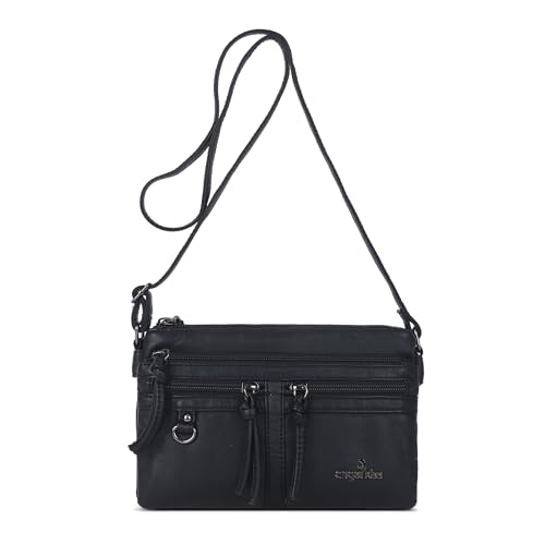 Image of Angel Kiss Small Crossbody Bag for Women Leather Crossbody Purse Triple Compartments Cell Phone Purse Shoulder Bags for Women