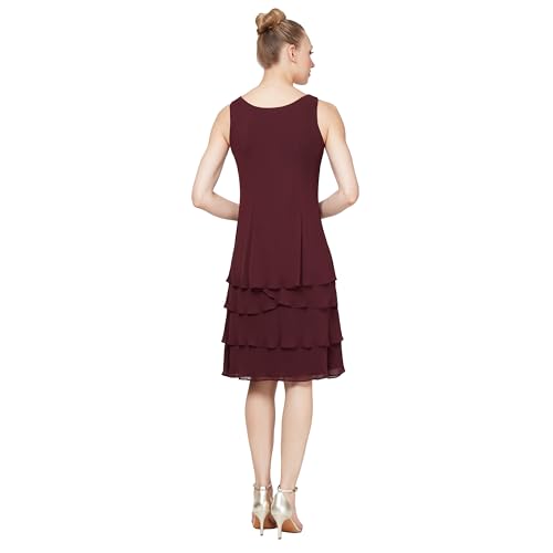 S.L. Fashions Women's Mother of The Bride Tiered Jacket Dress with Shoulder Embellishment4