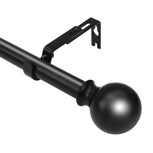 WISYOK Barras de cortina de 45 a 305 cm, barras de cortina extensibles con soportes ajustables y remates redondos, barra de cortinas de 25 mm para dormitorio, sala de estar, exteriores (negro)