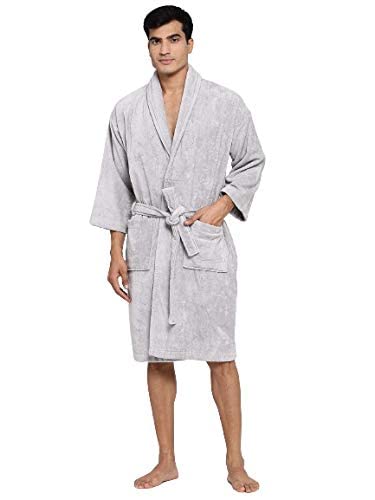 Trident Comfort Living Premium 100% Cotton Velour Shawl Collar Unisex Bathrobe | Dressing Gown | Super Soft | Absorbent-Perfect for Gym | Shower| Spa | Hotel Robe | Vacation l