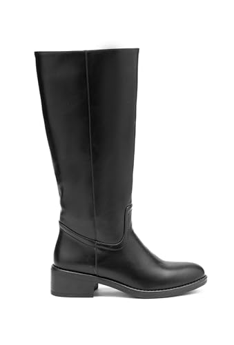 C'M PARIS Bottes Cavalières Femme | Similicuir à Talon Bas | Style Minimaliste et Épuré (68331 Noir, Taille unique, Système Taille Chaussures EU, Adulte,...