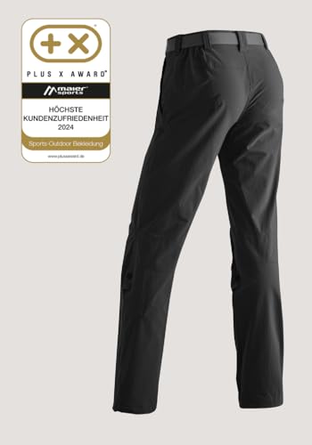 Maier Sports Lulaka, Damen Wanderhose, Wasserabweisende Outdoorhose für Trekking und Hiking, PFC-frei, mSTRETCH pro 4 & Dryprotec, Rollup-Funktion, Schwarz, 22 (W35/L30)