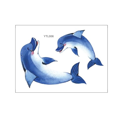 tulkdexi Autocollant mural en PVC imperméable pour salle de bain et toilettes Motif dauphin lumineux Bleu
