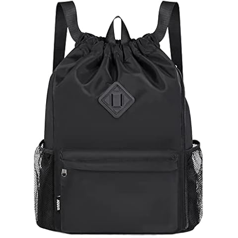 WANDF Large Drawstring Gym Bag with Shoe Compartment Cover