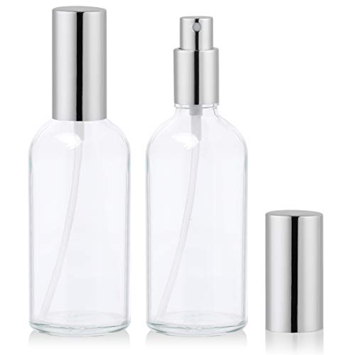 Hydior Empty Glass Spray Bottles, Perfume Atomizer, Fine Mist Spray, 3.4oz, Clear, 2 Pack
