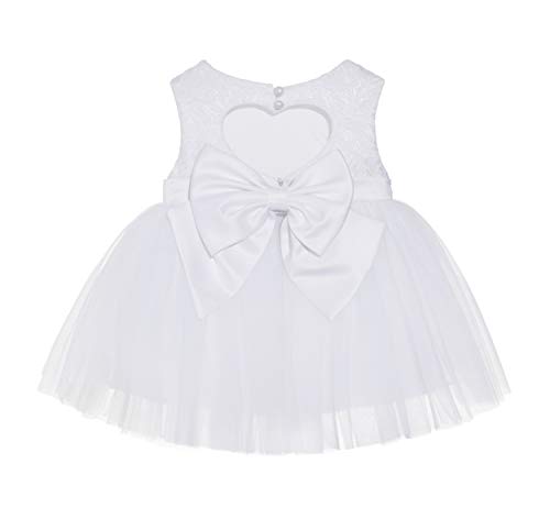 White Lace Heart Cutout Junior Flower Girl Dress Christening Easter Gown BB1 XS