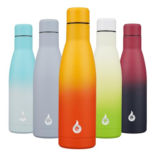 Image of BJPKPK Insulated Water Bottle 17oz Stainless Steel Water Bottles Dishwasher Safe Reusable Metal Thermal Keep Cold and Hot,Sunset Orange