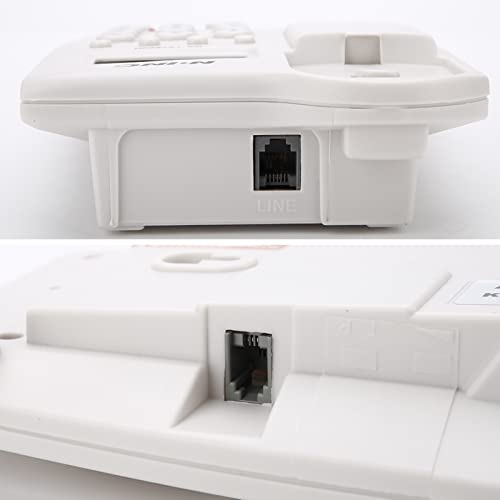 Teléfono fijo con cable, escritorio dual, teléfono analógico de montaje en pared para hogar, oficina, hotel, sistema DTMF (blanco y negro, no requiere batería) (blanco)