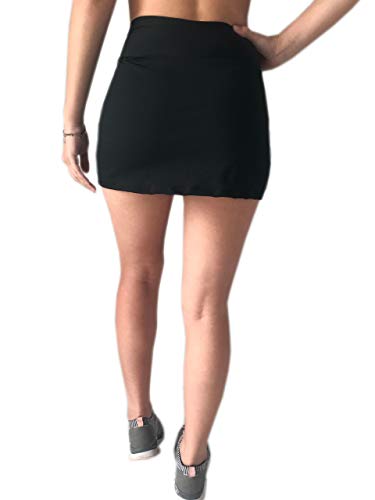 KIT 2 Shorts Saia Plus Size Suplex Cós Alto Estampada ou Lisa PRETO -25A G3