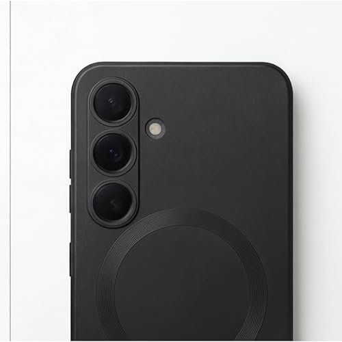 Image of amazon basics Premium Mag-Safe Case for Samsung Galaxy A55 5G | Shockproof & Anti-Scratch Cover | Soft Silicone with Wireless Charging | Camera Lens Guard - Black
