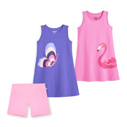 Image of YouGotPlanB Girls 100% Cotton A-Line Printed Dress | Above Knee Length Summer Frock | Soft & Breathable Casual Wear for Girls (Ages 3-14 Years)