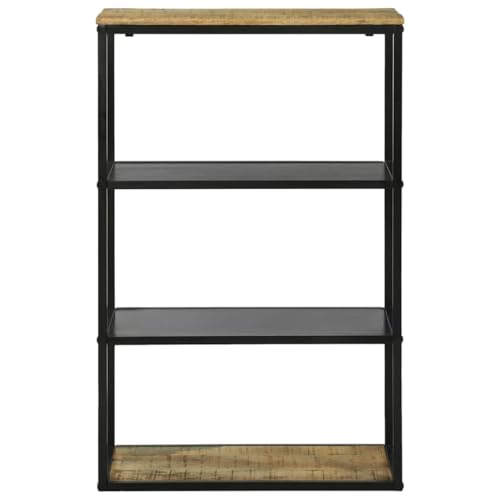 Estantería rectangular de madera maciza de mango con baldas para libros y decoración moderna 8