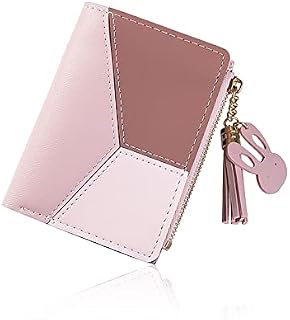 FuninCrea Ladies Zipper Wallet, Small Purse with Metal Snap Button, Leather Wallet for Women with Coin Bag, Multifunction Ladies Bifold Wallets, Credit Card Holder Wallet for Girls(Pink)