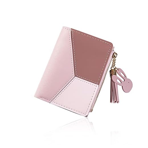 FuninCrea Cartera de Mujer Monedero Mujer, Carteras Mujer Pequeña con Colgante y Cremallera, Billetera Mujer Cartera Monedero Mujer de Cuero PU con botón para Cambio de Ción, Tarjeta (Rosa)