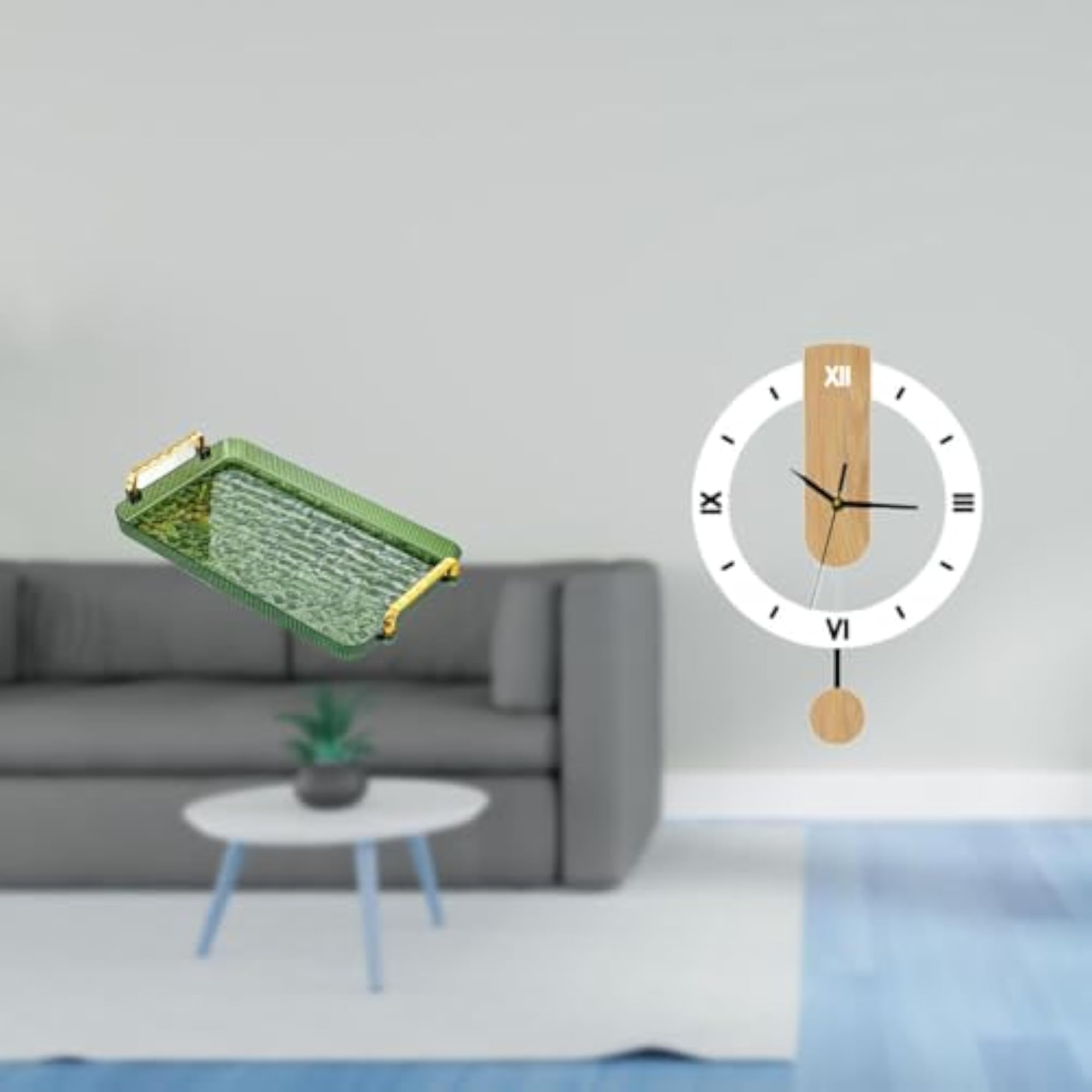 Elegant Roman Numeral Dessert Tray and Coffee Table Clock