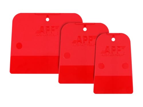 APP STS - Spatule plastique | Accessoire parfait pour mastic carrosserie, enduit, grattoir, bricolage | Trois tailles pour différents travaux | Rouge | Lot de...
