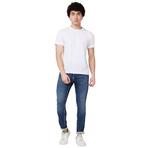 Image of Spykar Men's Kano Slim Fit Mid-Rise Jeans (Ankle Length)