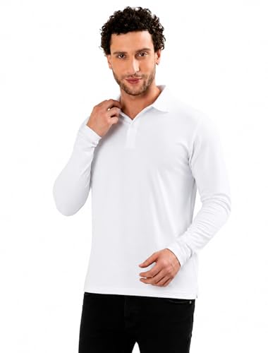 Image of Men's Full Sleeve Collared Soild Color Casual Regular Fit T-Shirt