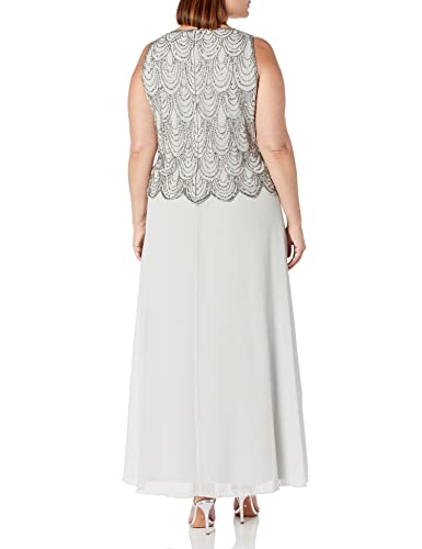Image of J Kara Womens Plus Size Sleeveless Beaded Pop Over Long Dress with Scarf