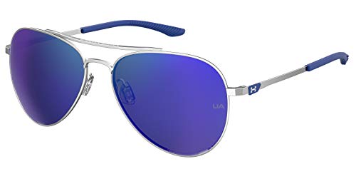 Under Armour Men's UA 0008/G/S Pilot Sunglasses, Silver/Blue Multi, 59mm, 15mm