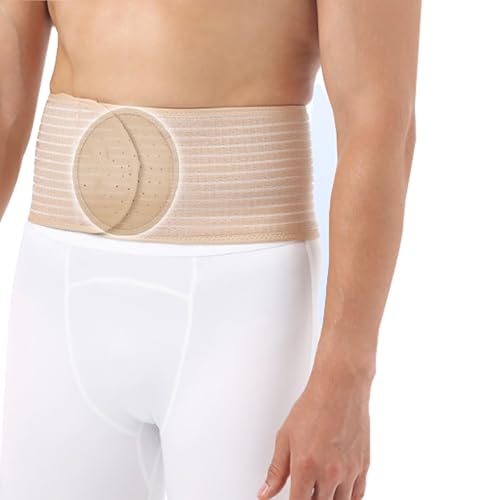 男性と女性のための臍ヘルニアベルト - 圧縮パッド付き腰用 サポートベルト - 臍腹側上腹部切開(Beige,Small)