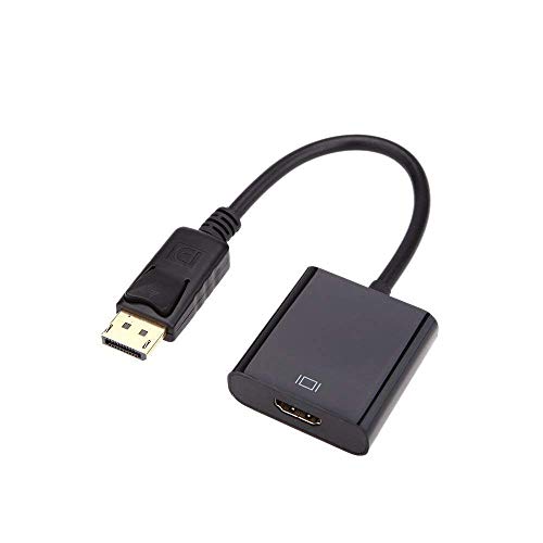 Image of Display Port DP Male to HDMI Female Adapter Cable for Equipped 4K Ultra HD Monitors, Displays and HDTV's - Black