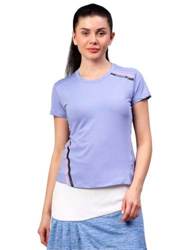 Image of Vector X Women's Plain Round Neck T-Shirt, Half Sleeves, Regular Fit, 80% Polyester 20% Spandex Lightweight Casual Sportswear Shirt Ideal for Gym Fitness Workout, Running, Yoga & Training