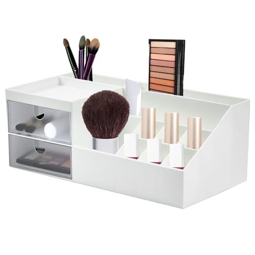 Auptiz Make-up Organizer mit Schubladen Beauty Organizer Make-up Lagerung Kosmetische Schminktisch Organizer ür Dresser Schlafzimmer Badezimmer (2 Schublade)