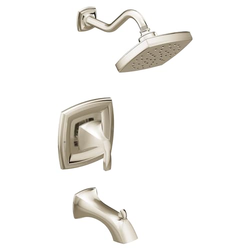 Kit de grifería para bañera y ducha Moen Voss, acabado níquel pulido, control de volumen Moentrol, válvula no incluida, modelo T3693NL