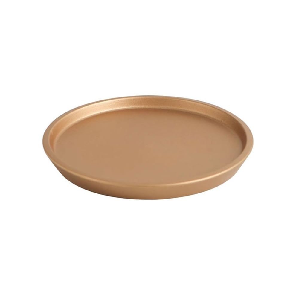 Ganki okrągła zwięzła ceramiczna taca ociekowa na kwiaty, do użytku wewnątrz i na zewnątrz, do doniczki pod doniczkę wewnątrz (złota)